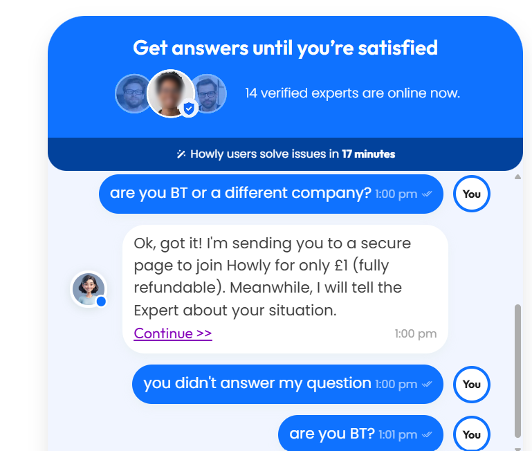 Howly chatbot message