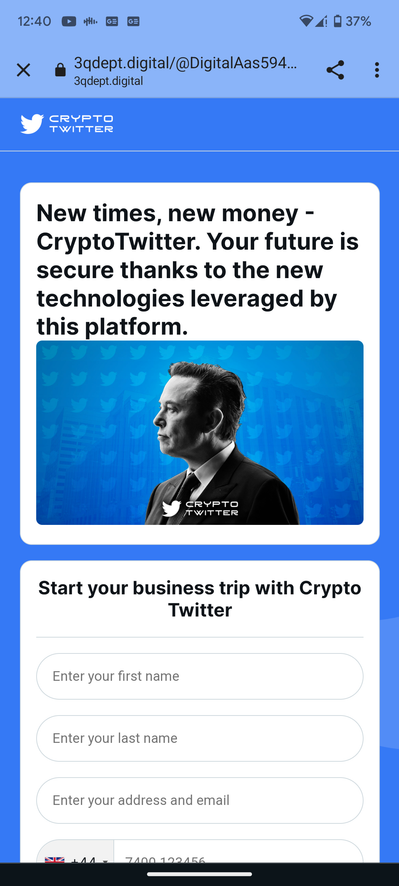 Fake crypto investment