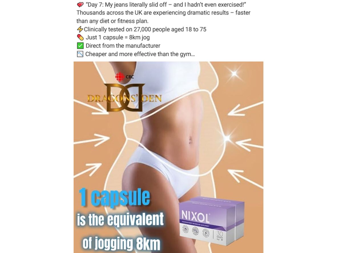 An advert posted on social media advertising Nixol diet pills