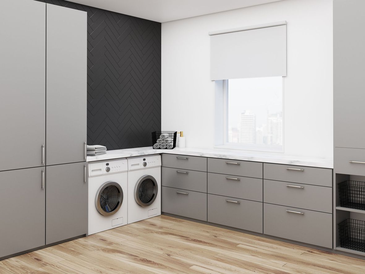 Oversized drawers are a good alternative to rows of cupboards for storage. And if you can site your utility room with direct access to the garden, it's easy to get clothes from washing machine to washing line without having to trample through the rest of the house
