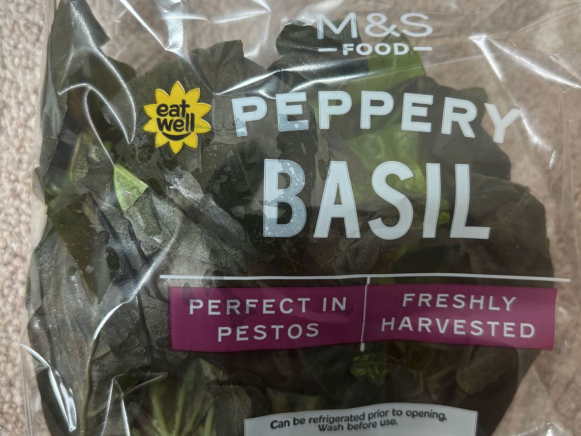 Basil that was black and wilted from Ocado