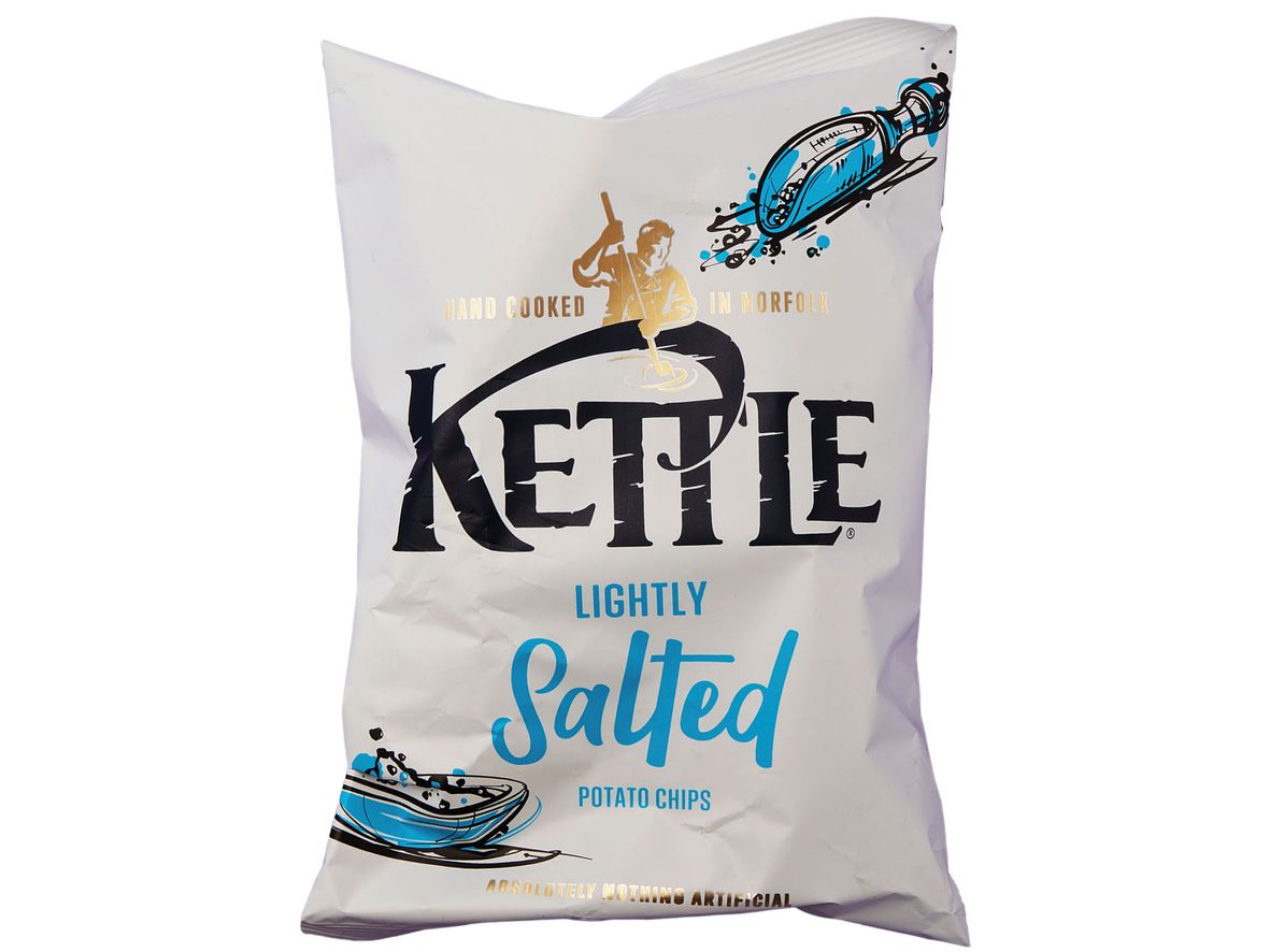 KETTLE CHIPS LIGHTLY SALTED CRISPS (130g) Full price ranged from £2.40 to £2.65. But you could always buy them for £1.65 or less at one of the major supermarkets.

