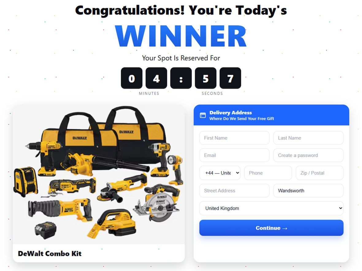 Fake Screwfix DeWalt competition