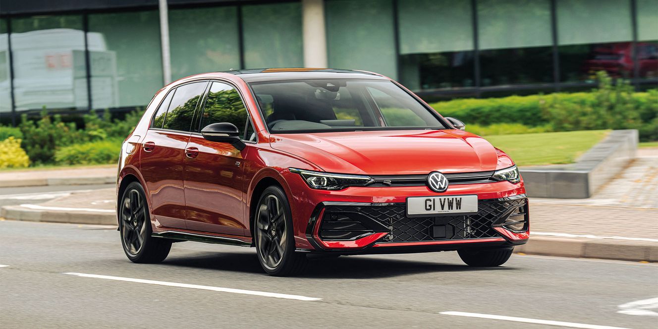 Red VW golf on the road