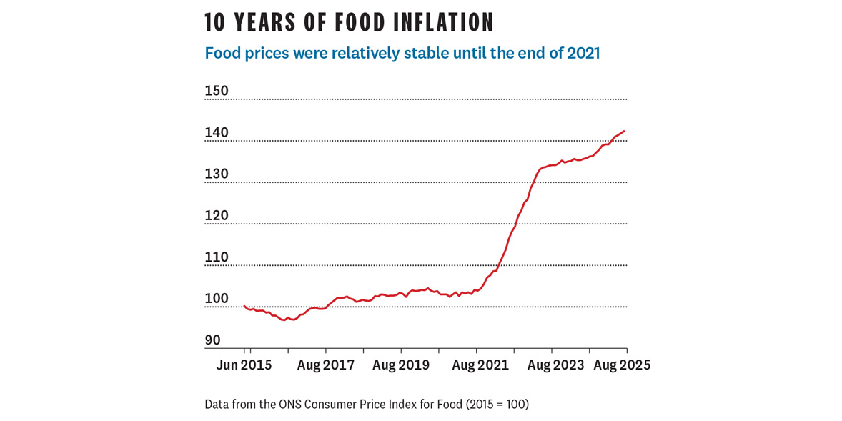graph showing 10 years of rising food prices