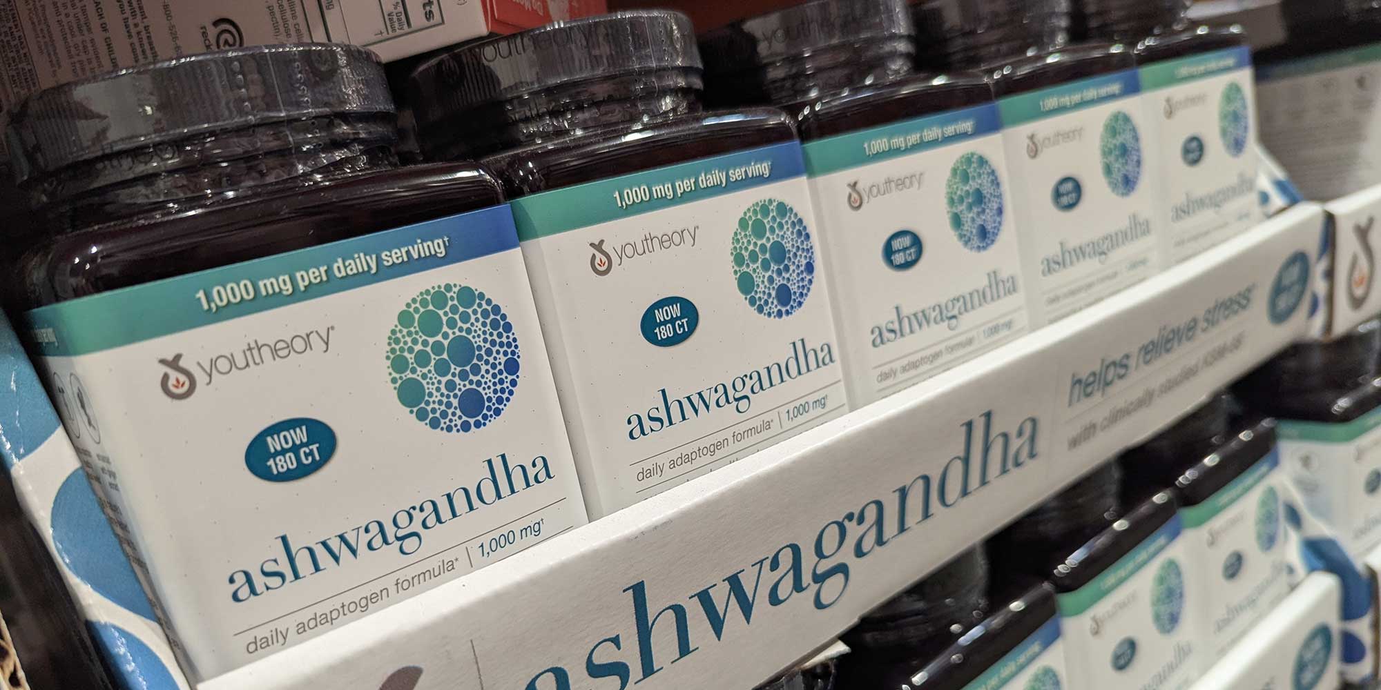Ashwangandha on sale in a shelf in a store