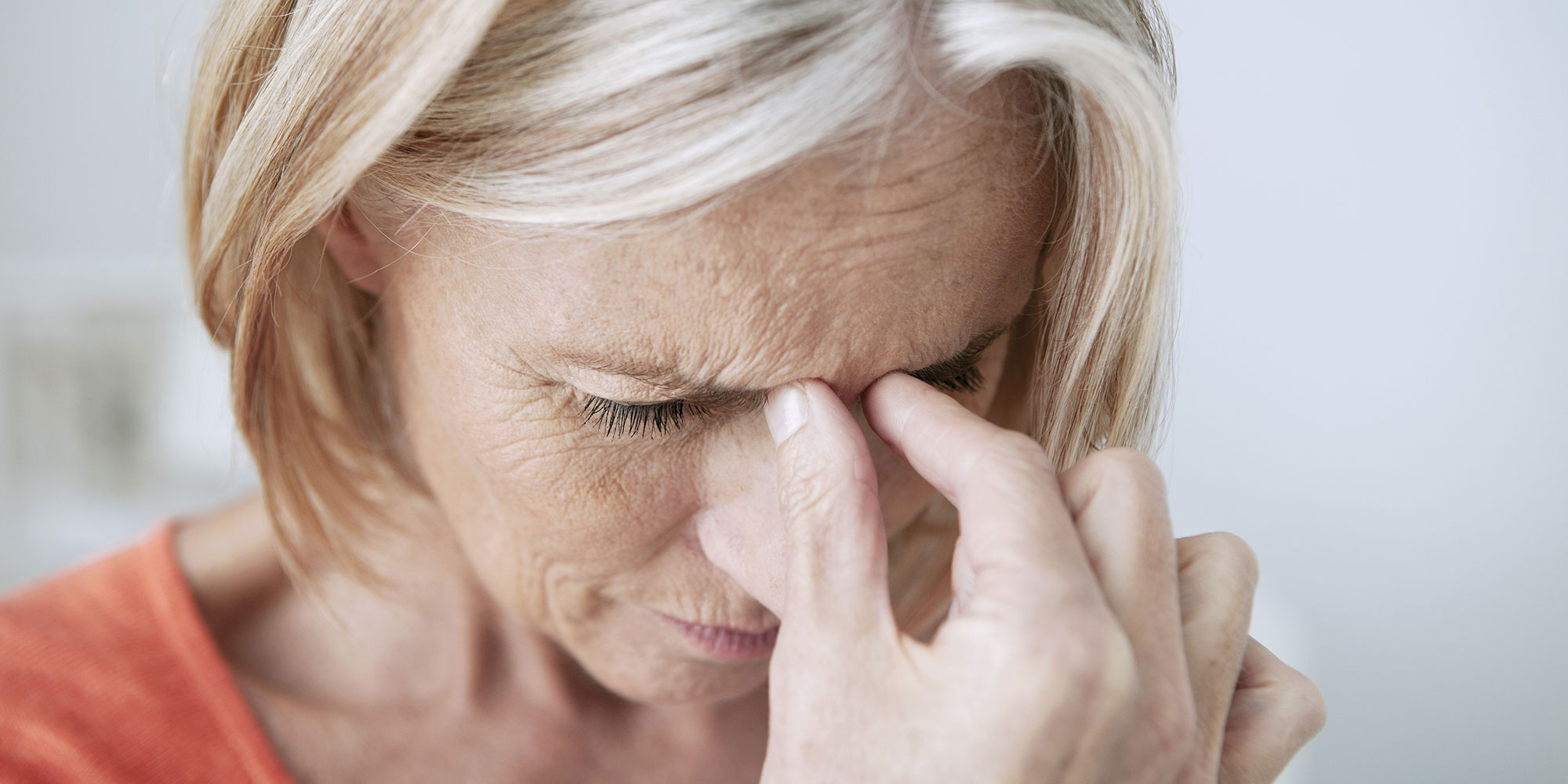 A woman with a headache