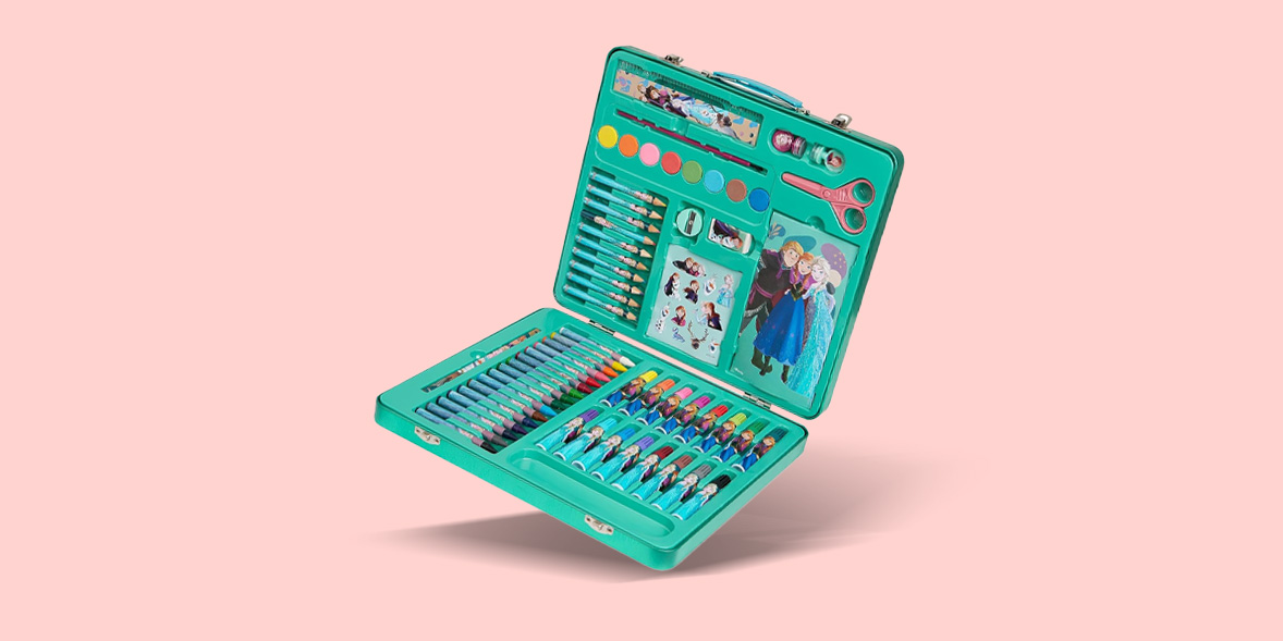Disney Frozen Kids Art Set 40 Plus Pieces Kids Colouring Sets Paints Colouring Pencils Markers Crayons Gifts for Girls (Green/Multi)
