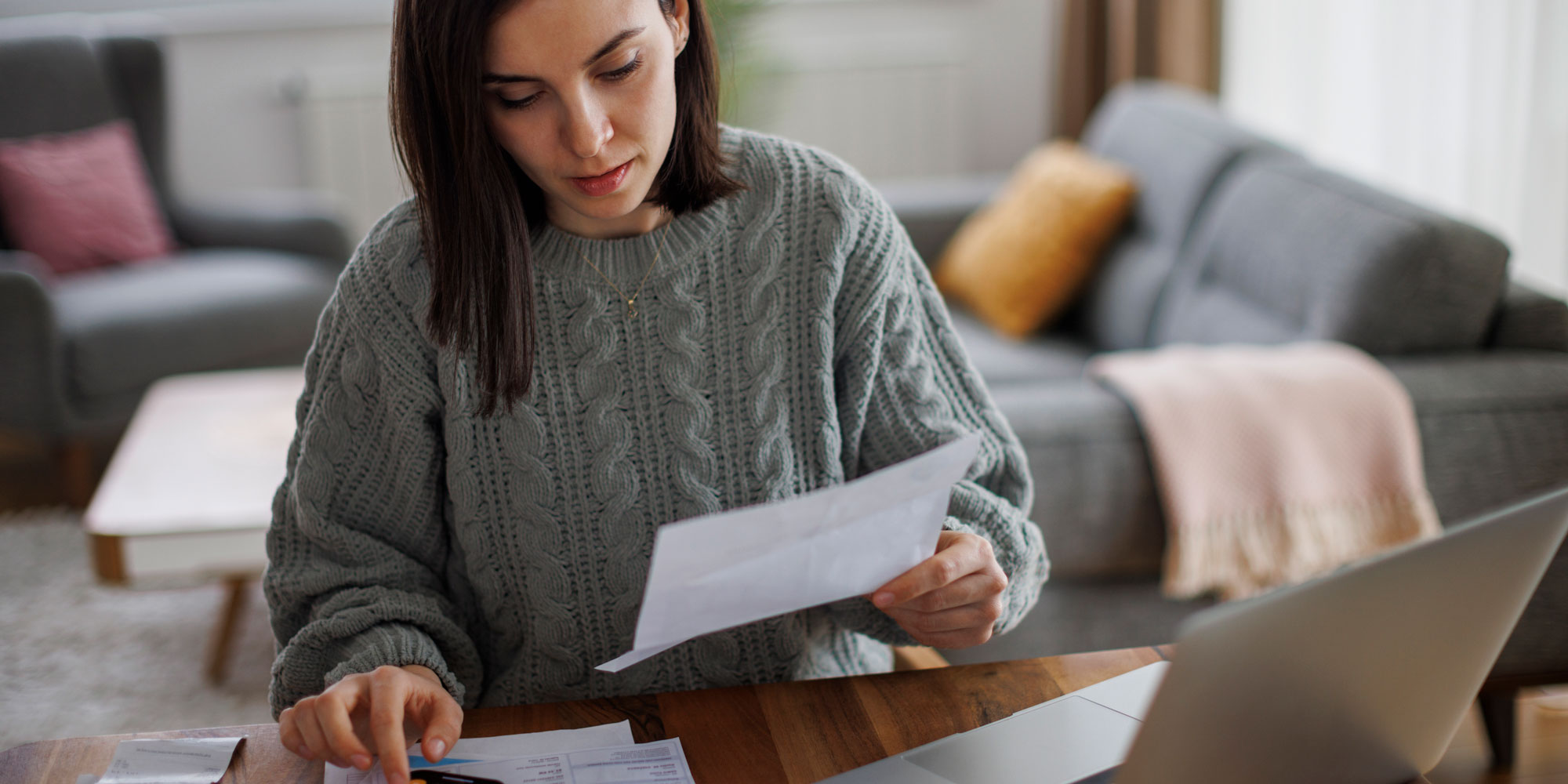 A woman managing her finances