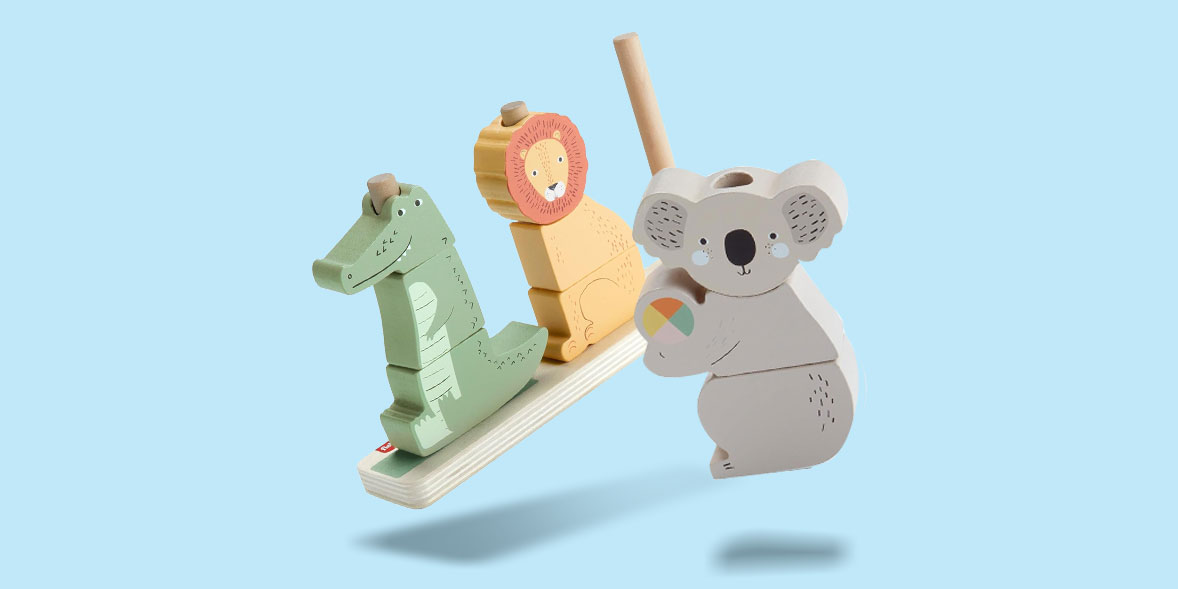 Fisher-Price Wood Baby Toy Stack & Sort Animals