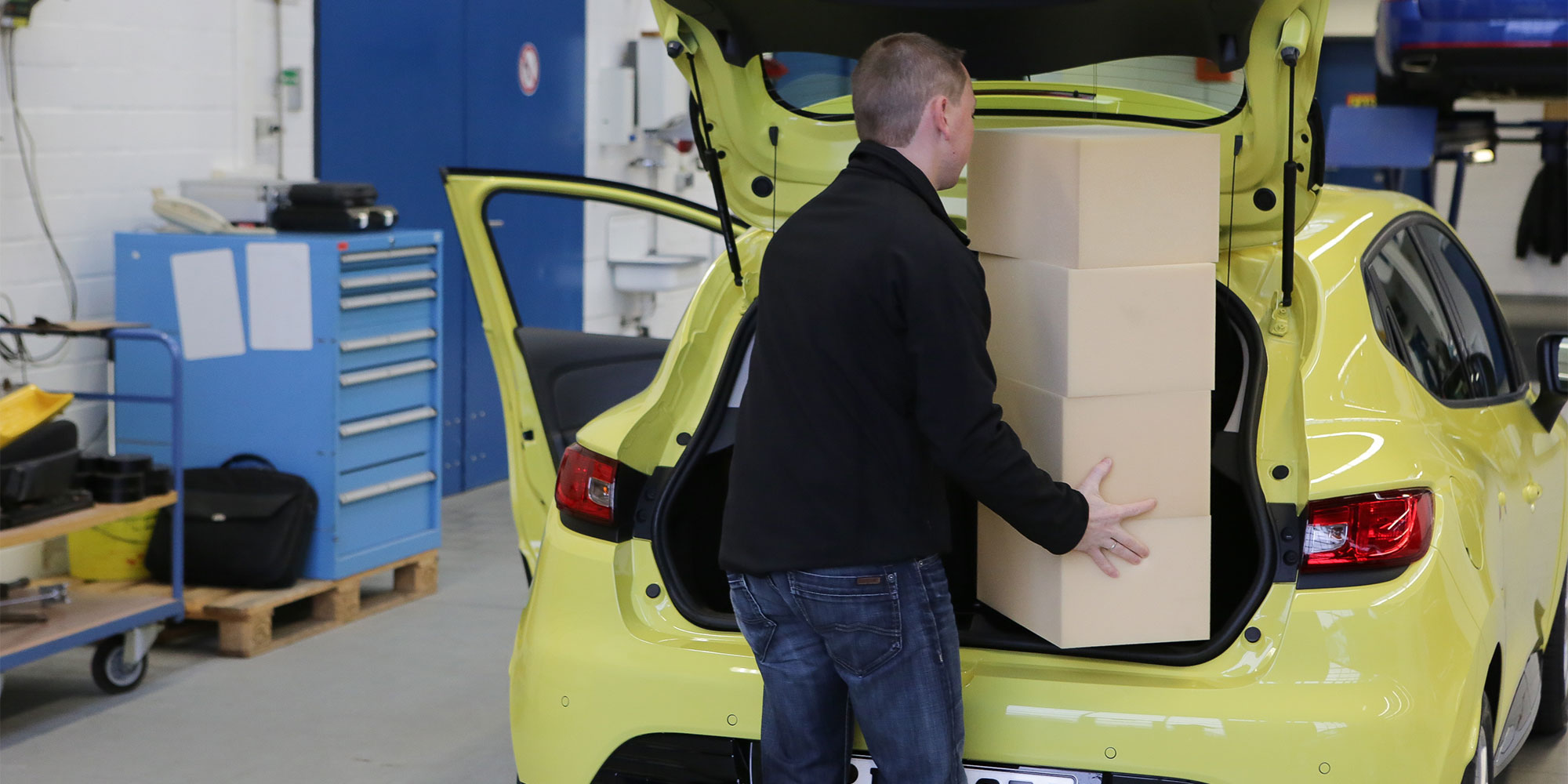 Loading foam blocks to test boot space