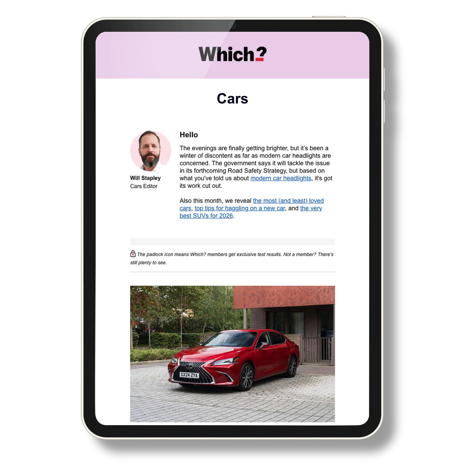 Cars newsletter promo