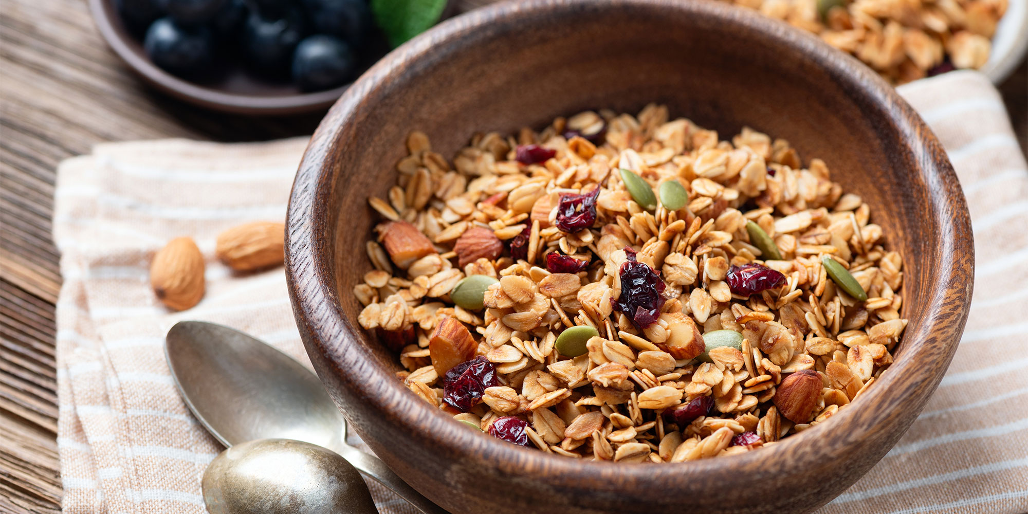 bowl of muesli on a napkin 