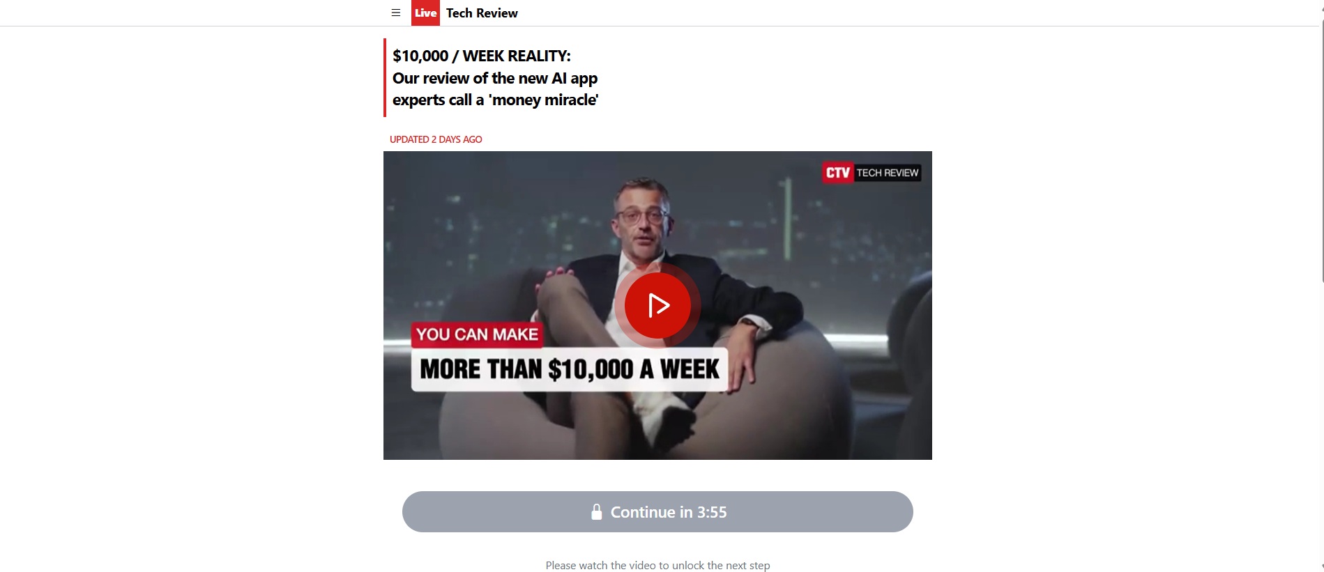 A website promoting a sham investment platform