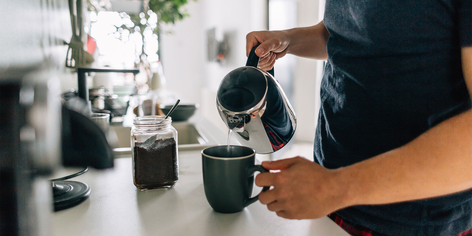 Getting ready with a morning coffee