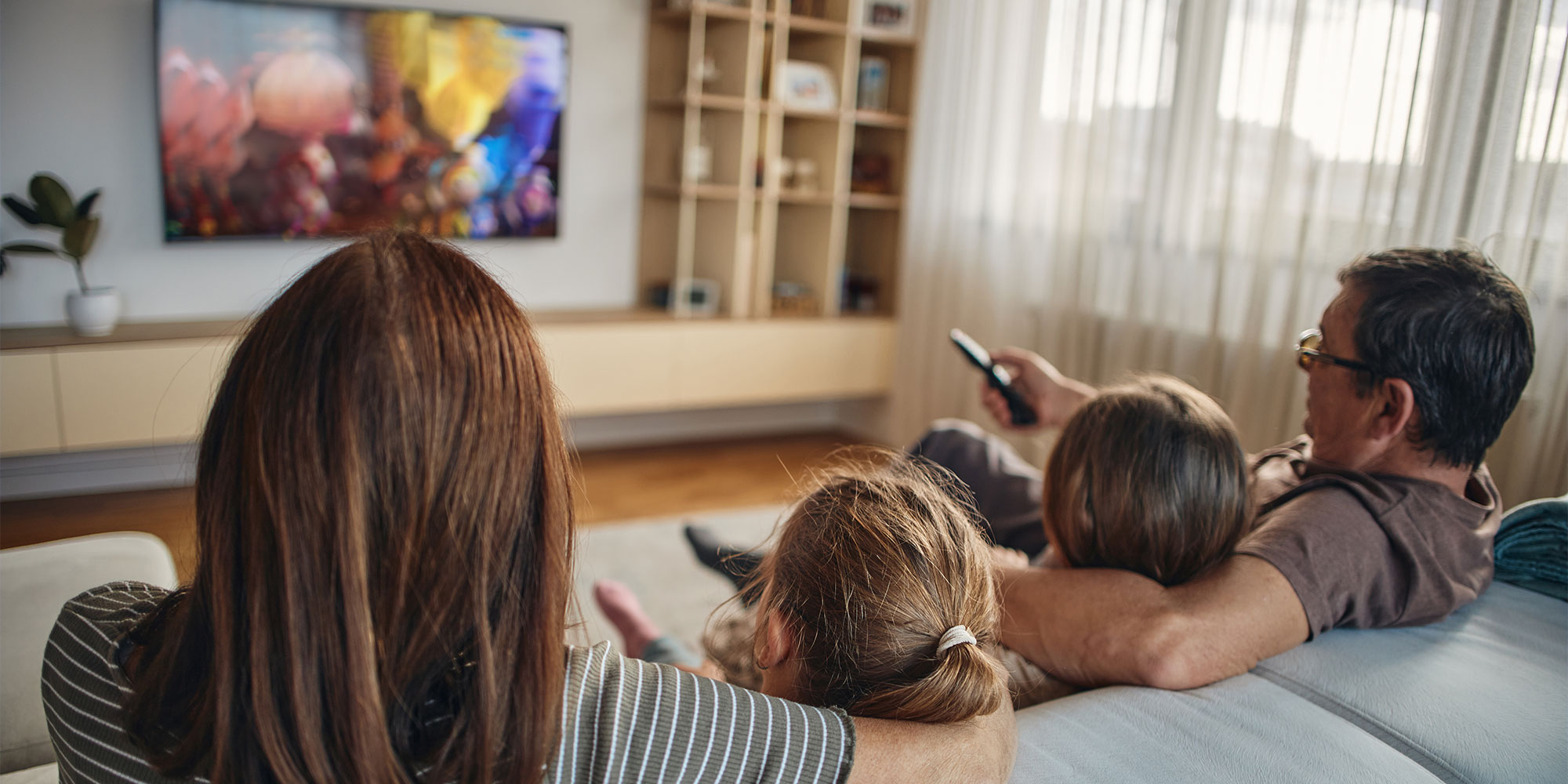 Watching a TV during the daytime