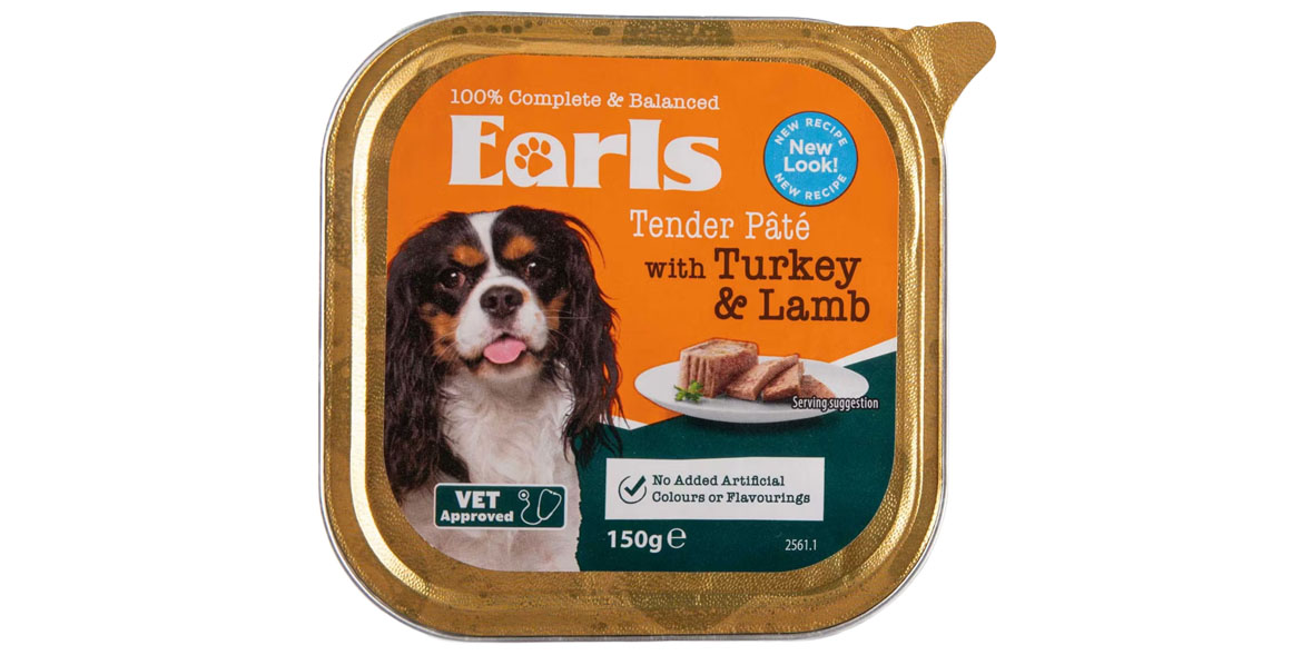 Tray of Earls turkey & lamb dog food
