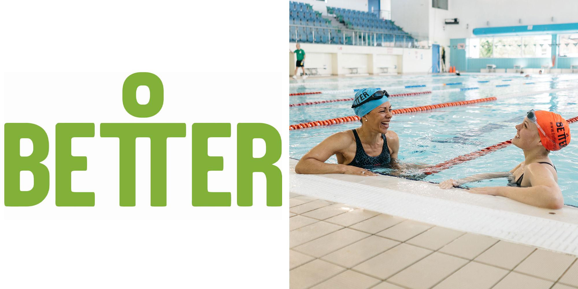 Better gym reviewed by which women in pool laughing in swim lane