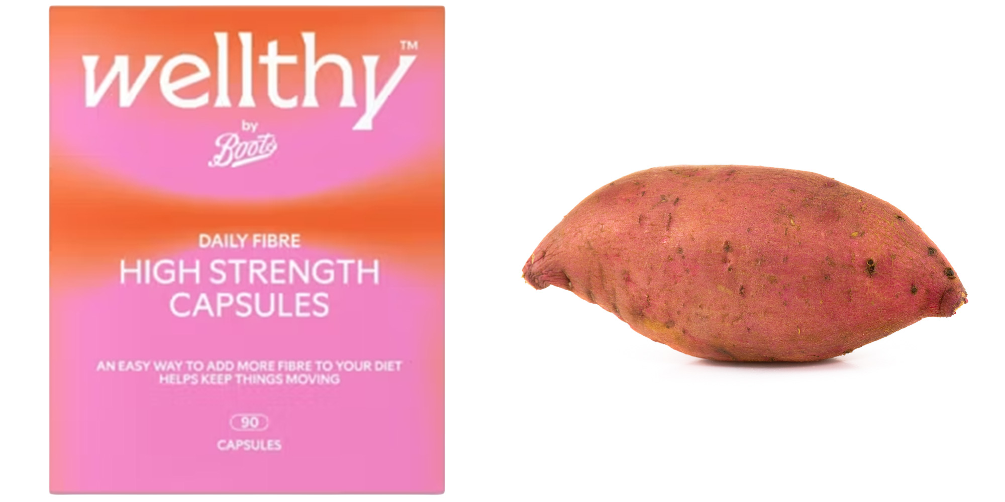 Wellthy Boots Fibre Supplement vs Sweet Potato