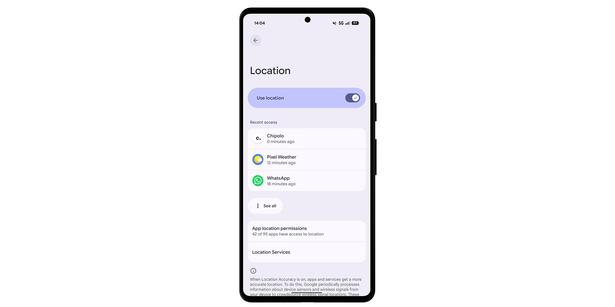 Android location screen