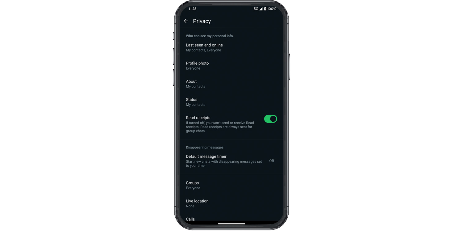 WhatsApp - security settings