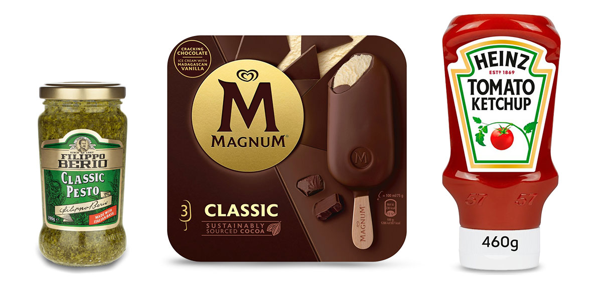 Branded pesto, Magnums and Heinz ketchup