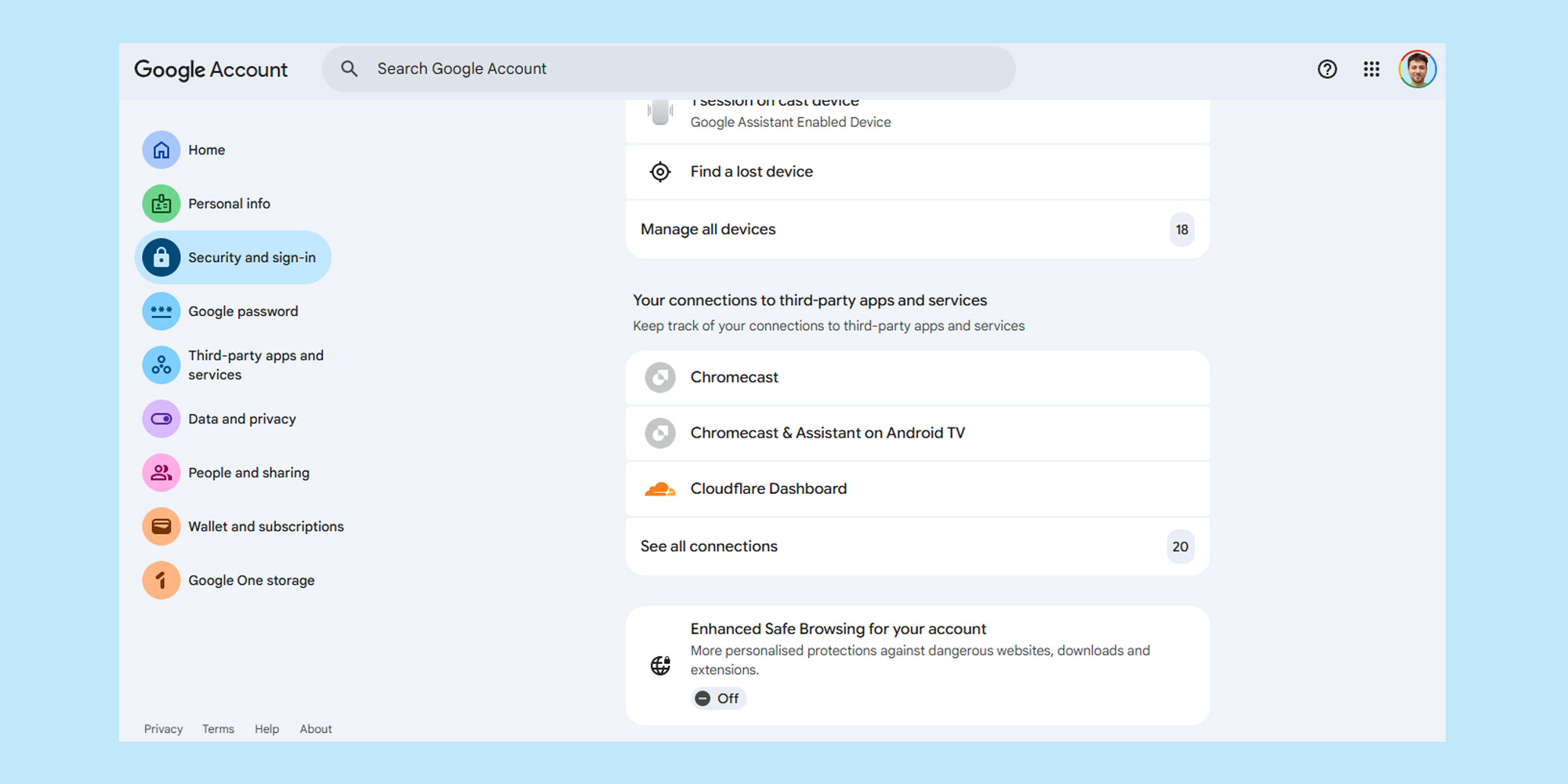 Google account hub