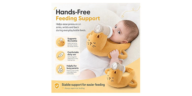 Baby drinking from a potentially unsafe feeding bottle