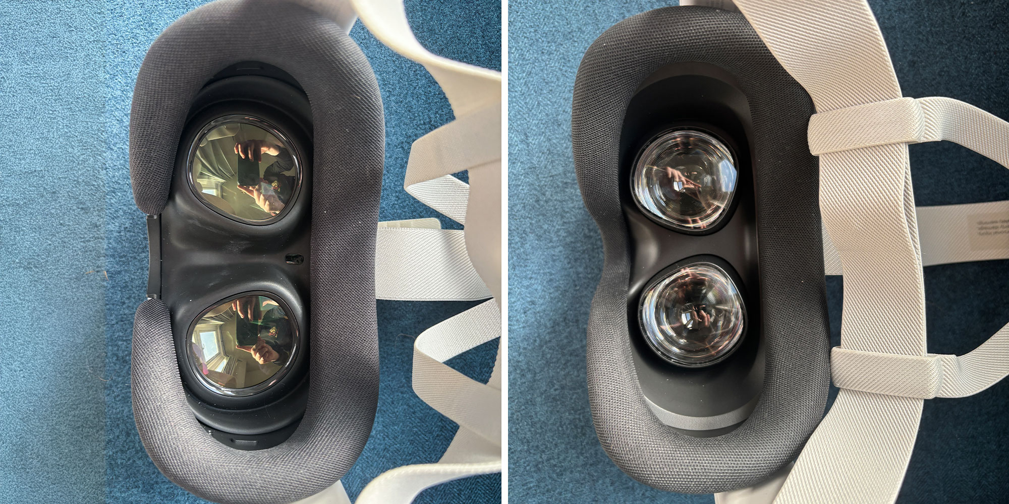A side-by-side showcasing the lenses inside the two headsets