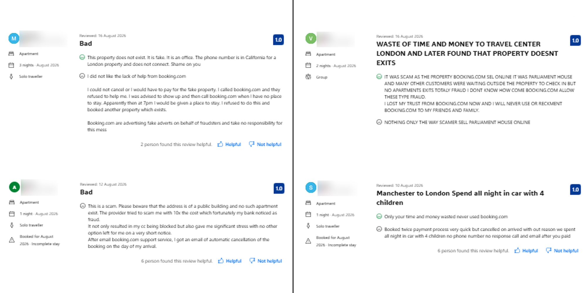 Reviews of Apartments near Big Ben scam listing