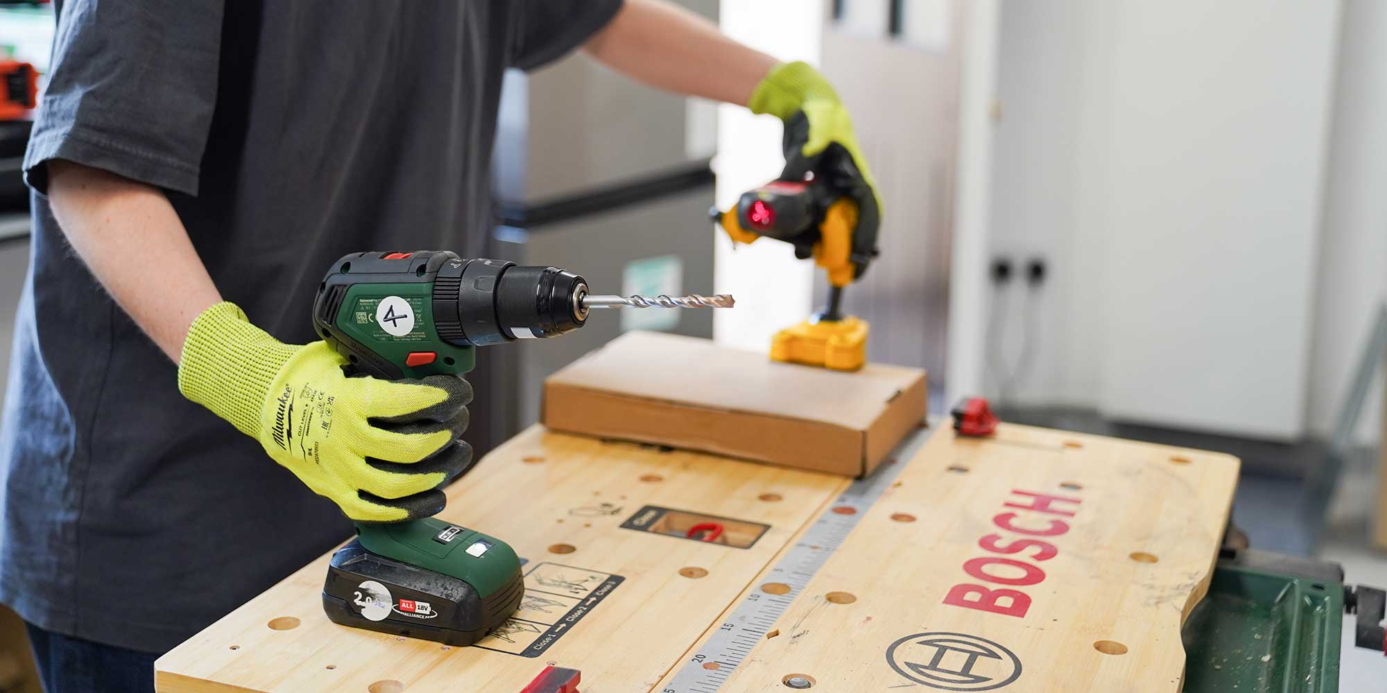 Using a tachometer to measure the no-load speed of each drill