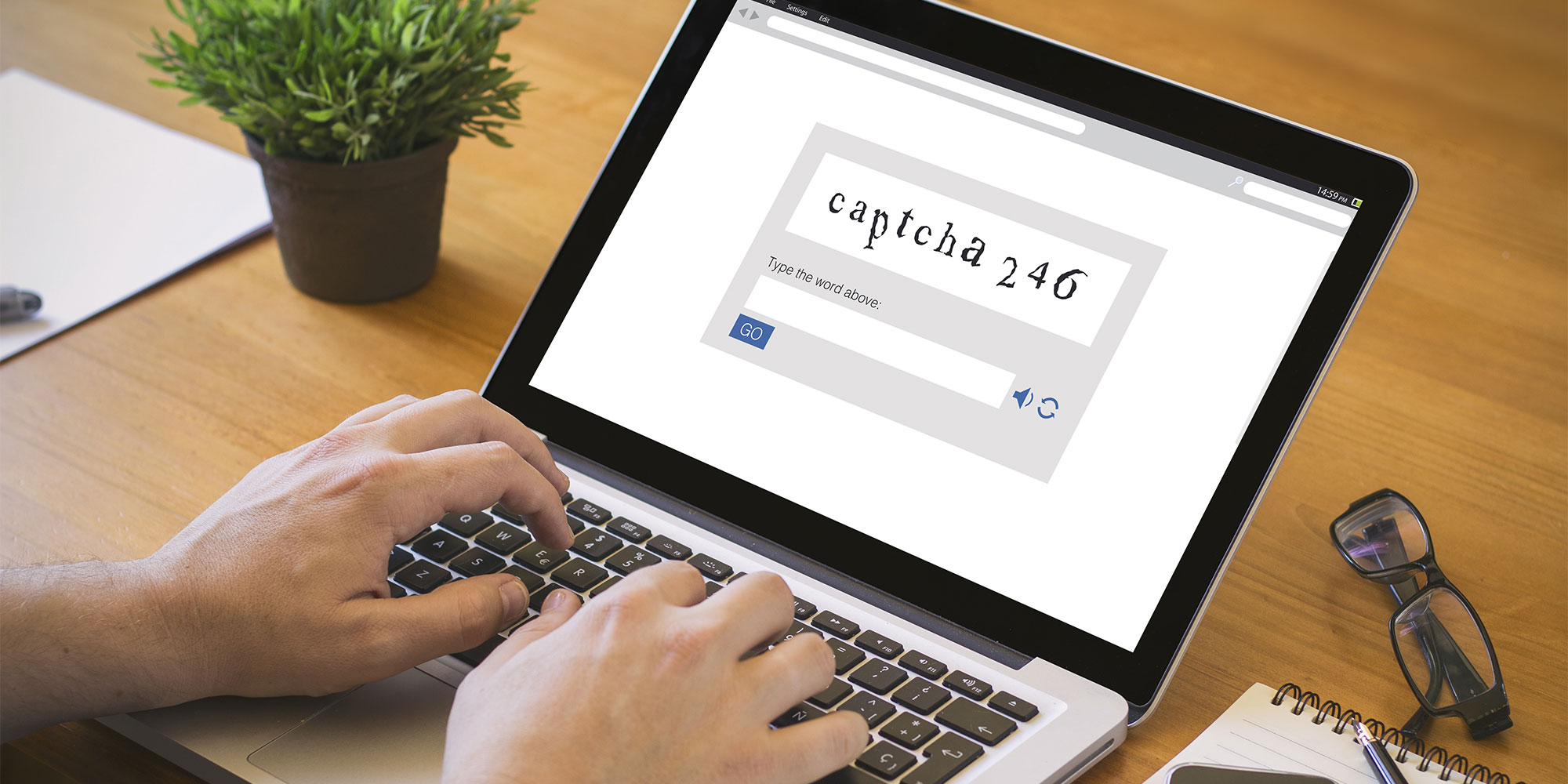 CAPTCHA test on laptop