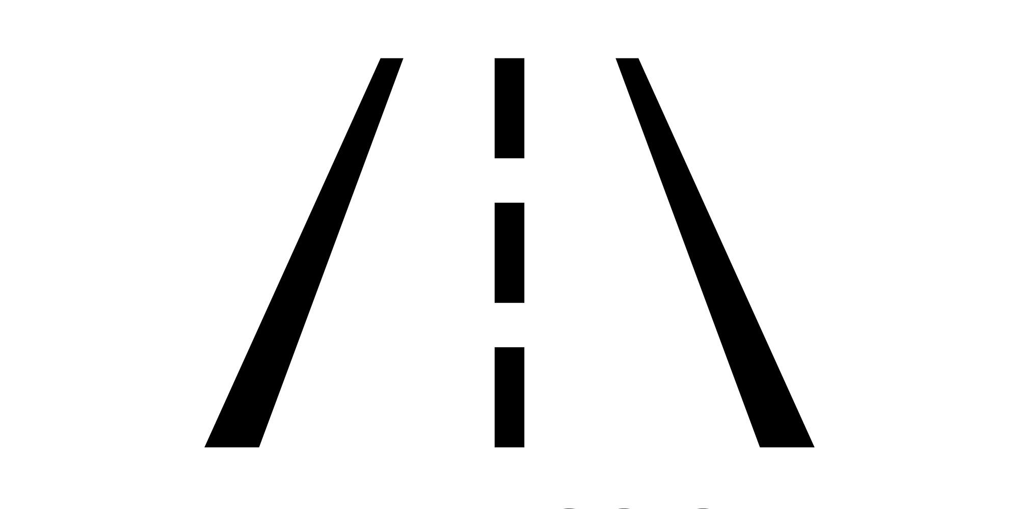 An icon showing lanes on a road