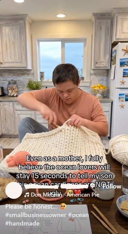 The account posted an AI-generated video of a young boy making cardigans