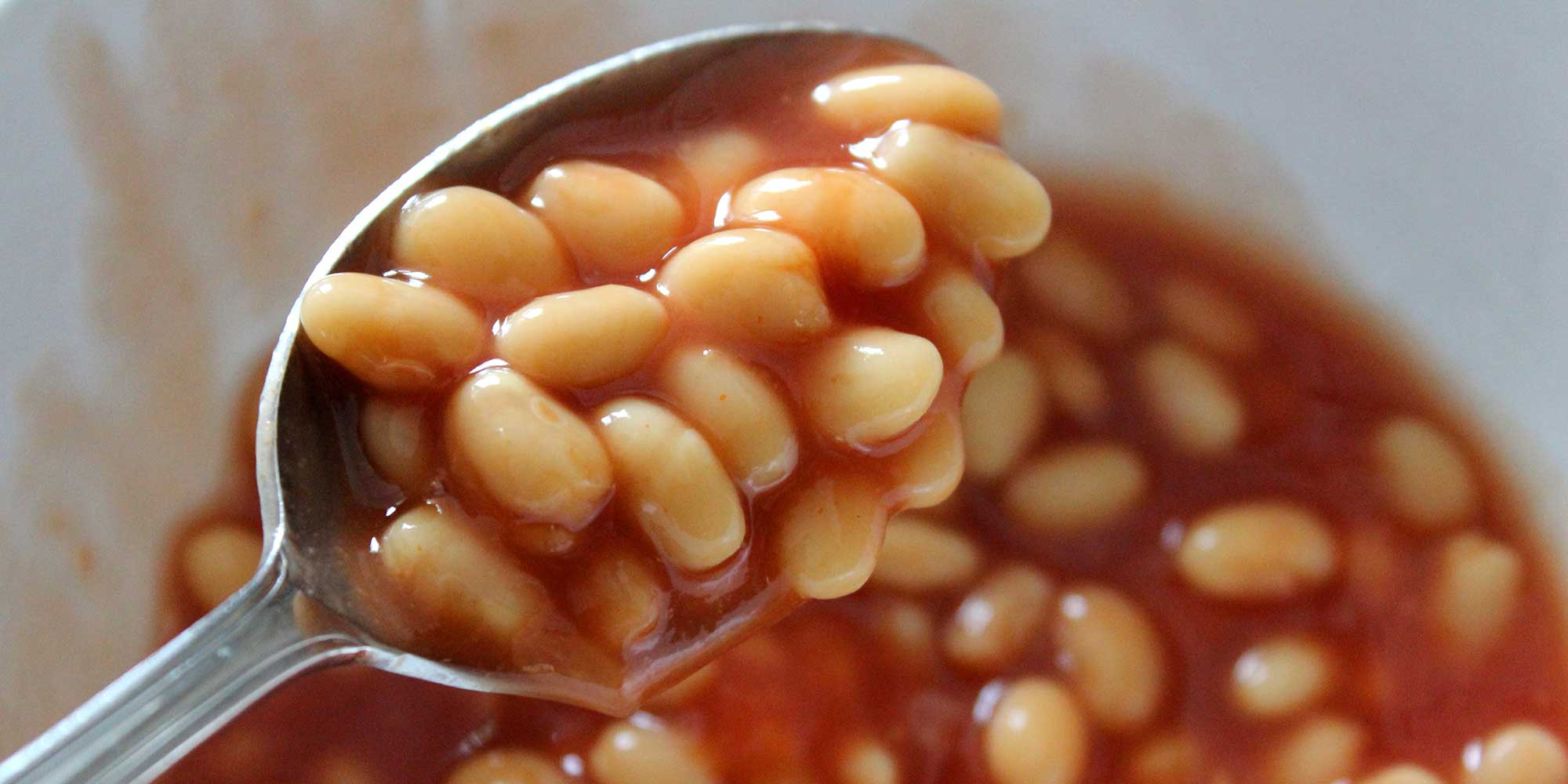 baked beans on a spoon
