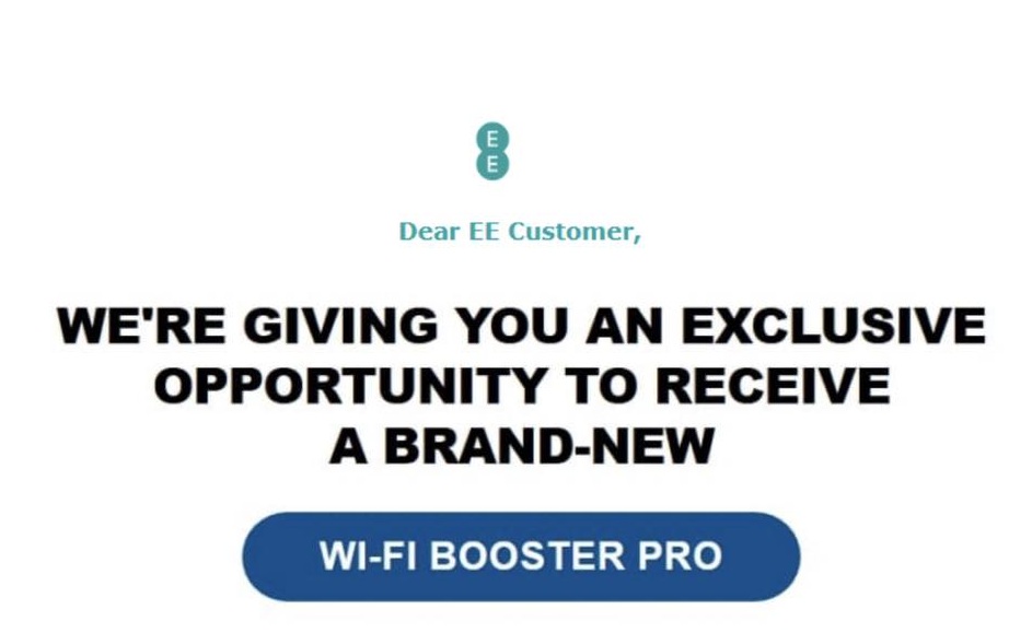 A scam email impersonating EE
