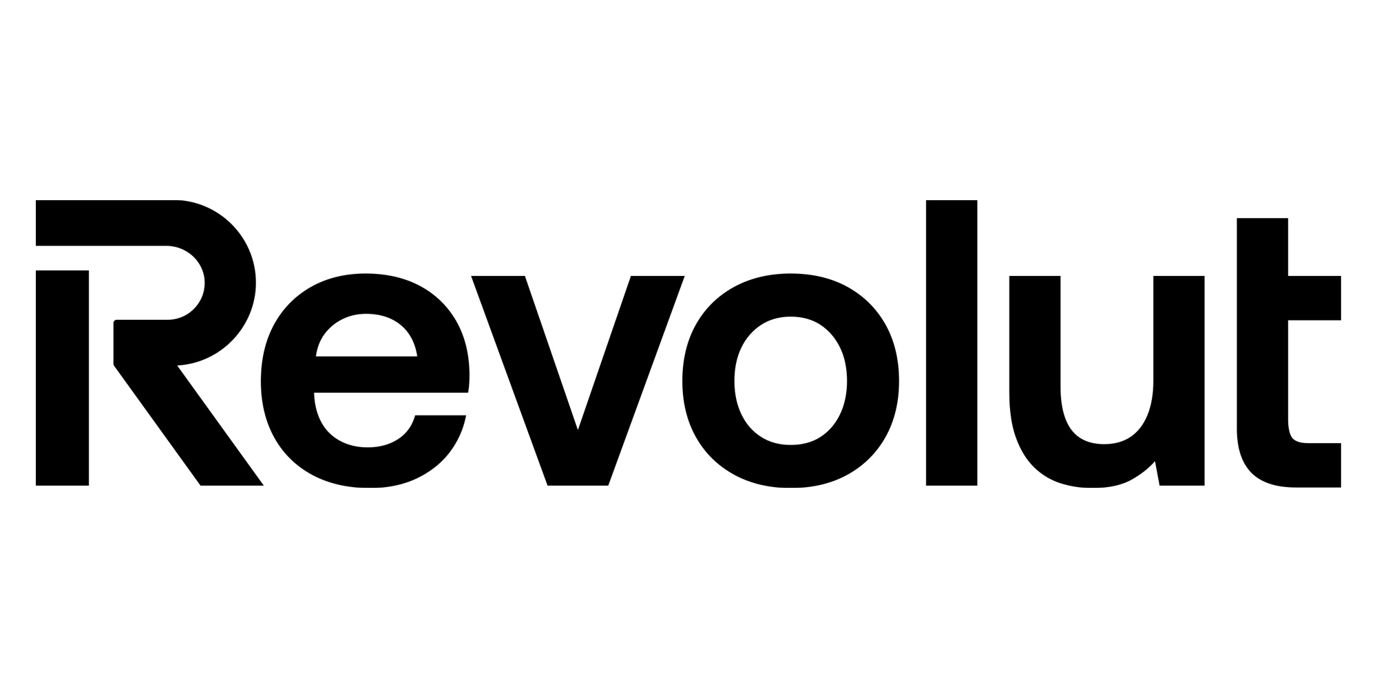 Revolut logo, black writing on white background