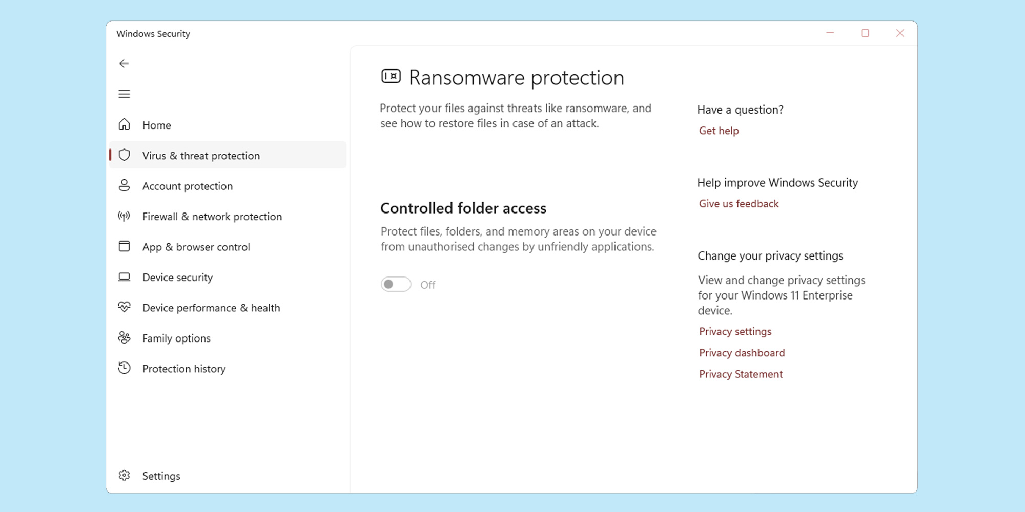Controlled folder access