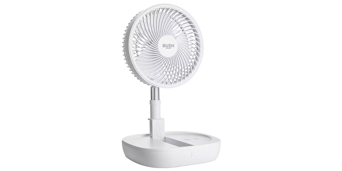 White Bush Rechargeable and Foldable Pedestal Fan