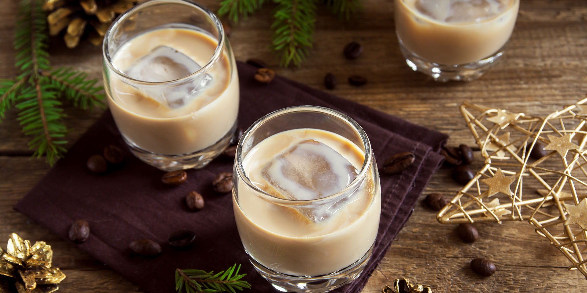 Baileys x Terrys collaboration with drinks on ice in glasses on a Christmas table