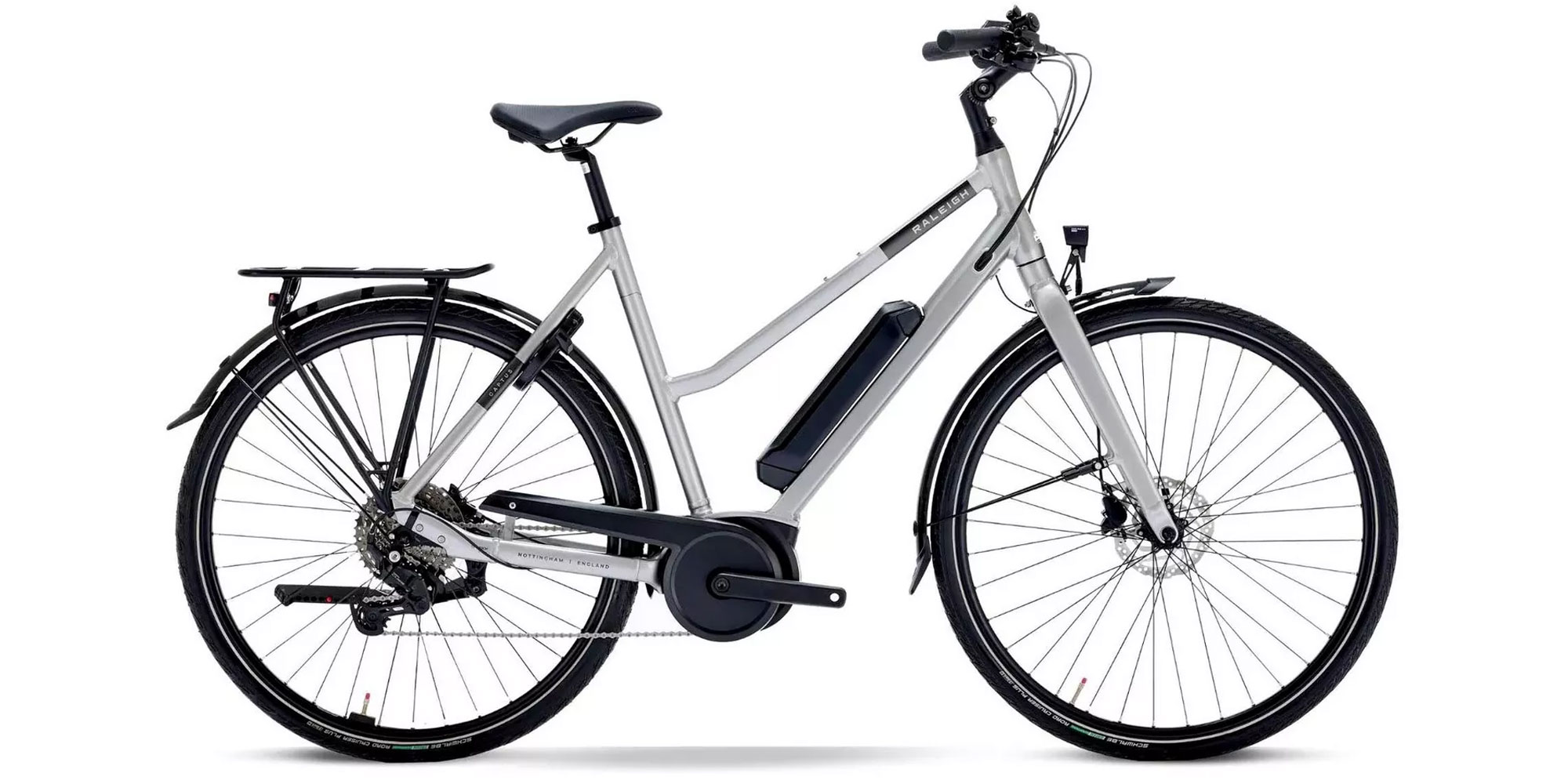 White Raleigh Captus Electric Hybrid Bike