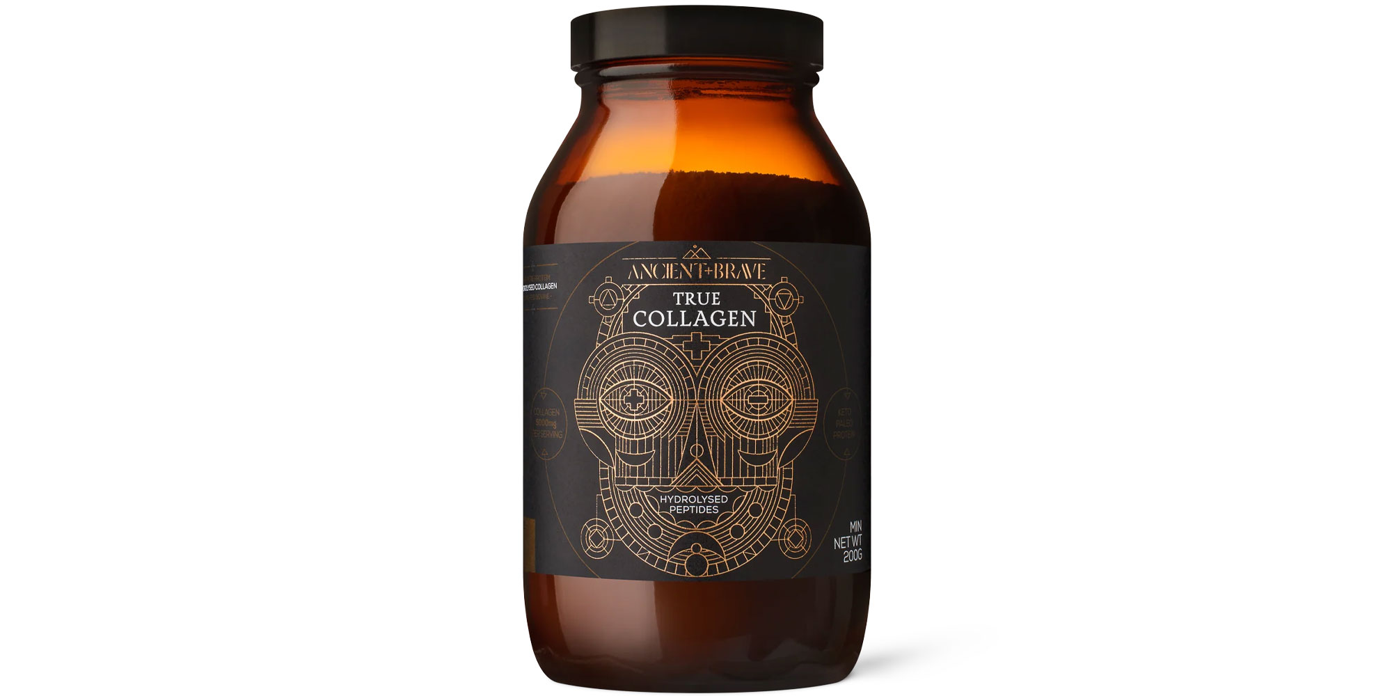 A jar of Ancient and Brave True Collagen. 