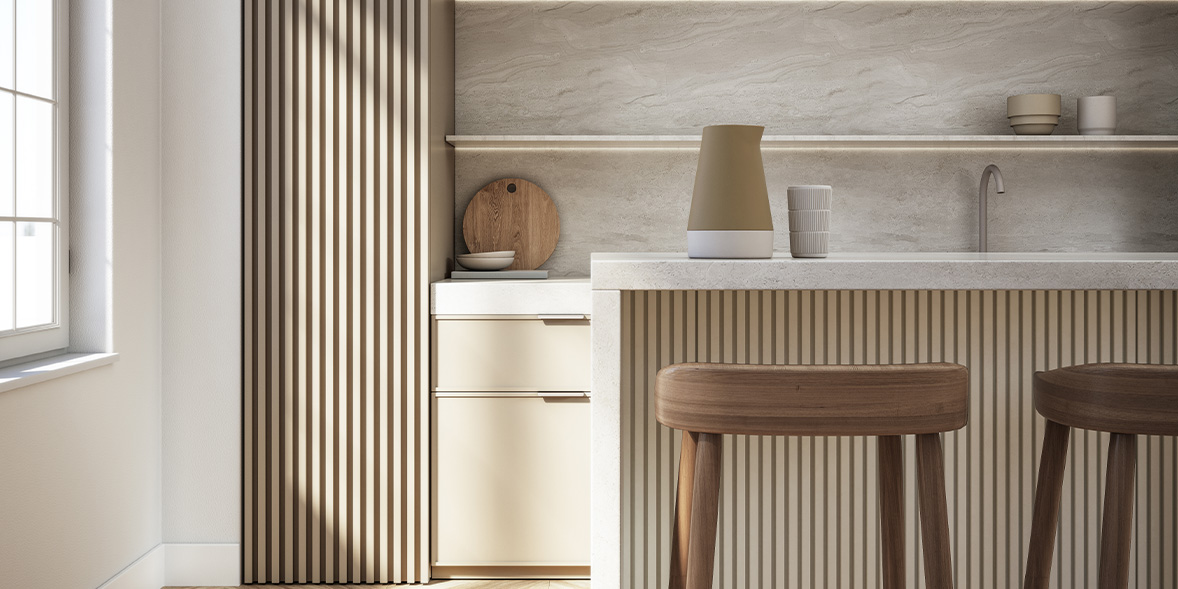 Kitchen with fluted panelling