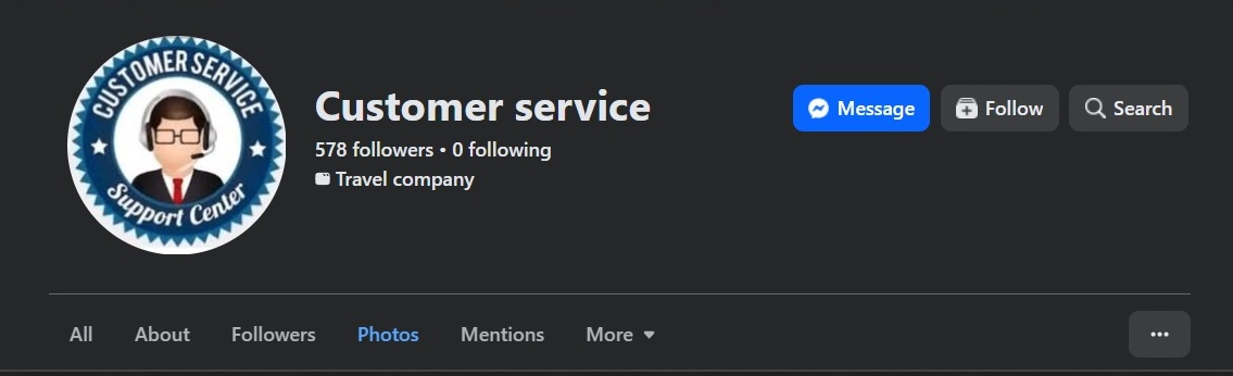The scam profile behind the comment we reported by selecting the three dots