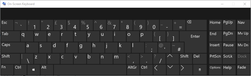 Onscreen keyboard