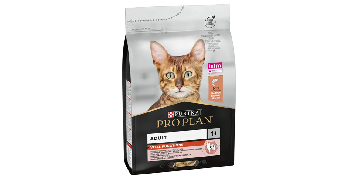 Bag of Purina Pro Plan adult cat food