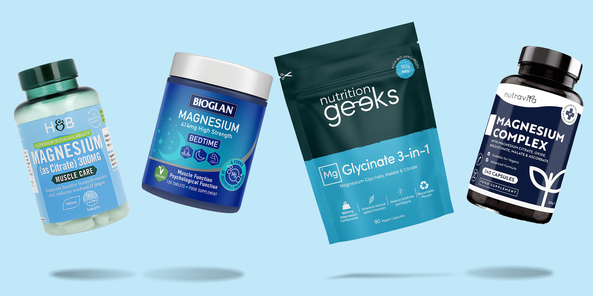 Popular magnesium supplement brands line up