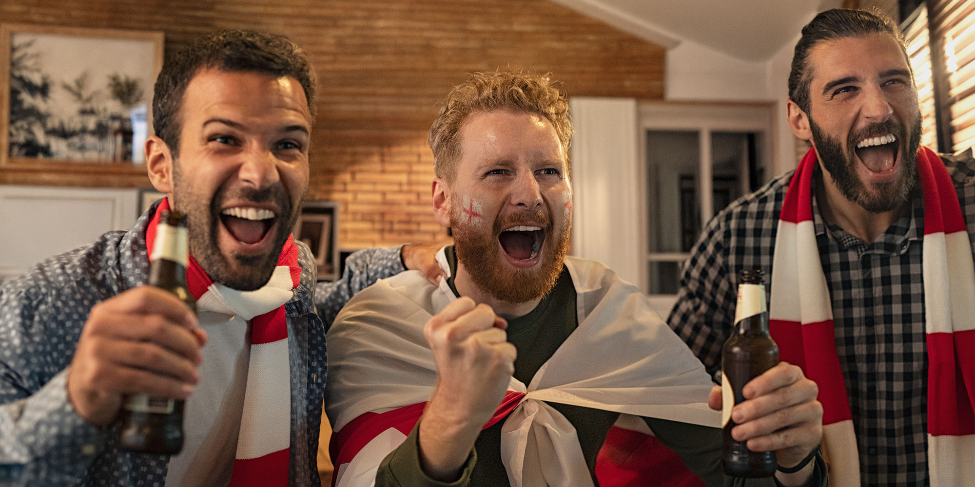 World Cup football fans cheering a goal