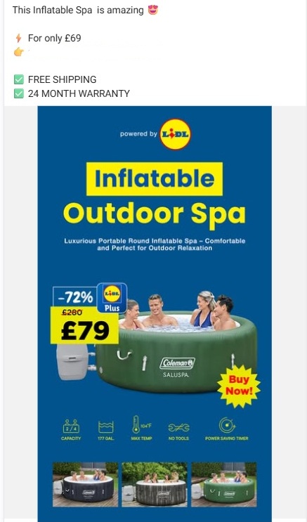 A scam advert impersonating Lidl on Facebook and Instagram