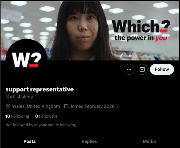 A scam account impersonating Which? on X